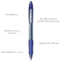 Scrikss Blue Ink Ball Point Pen | Click Mechanism | 12 Blue Barrel Ballpens |Proxi Series