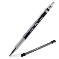 Aristo FMS 2 mm Hexagonal Barrel Black Clutch Mechanical Pen Pencil with 6 Spare Leads of HB Grade for Smooth Writing Drawing Doodling Outline Sketching for School Office Designers Artists Professionals