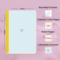 Flexbook Smartbook Series Light Blue Ruled Note book with Yellow Closure used for Travelling Offices Writing, 17x24cm Large Size 70gsm Ivory Paper, 160 Pages, Bookmark, Inner Paper Pocket