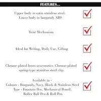 Scrikss Metropolis | 0.7mm Mechanical Lead Pencil | Burgundy Lower Body | Stainless Steel Upper Body | Click Mechanism | Chrome Trims