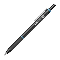 Scrikss Twist 0.5mm Mechanical Pencil with Lead, Matte Black Plated Aluminium Body, Interchangeable Mini Eraser, Push Mechanism, Retractile Function - Blue