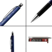 Aristo 3 FIT 0.5mm Fully Retractable Blue Mechanical Pencil With Metal Cap, Nozzle & Clip, An Inbuilt Eraser And 12 HB Leads For Writing & Drawing – 85305B