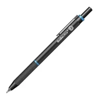 Scrikss Twist 0.7mm Mechanical Pencil with Lead, Matte Black Plated Aluminium Body, Interchangeable Mini Eraser, Push Mechanism, Retractile Function - Blue