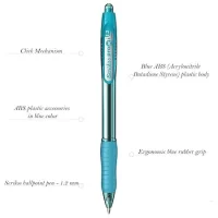 Scrikss Mint Sky Blue Ink Ball Point Pen | Click Mechanism | 12 Mint Sky Blue Barrel Ballpens | Proxi Series