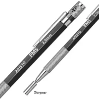 Aristo FMS 2 mm Hexagonal Barrel Black Clutch Mechanical Pen Pencil with 6 Spare Leads of HB Grade for Smooth Writing Drawing Doodling Outline Sketching for School Office Designers Artists Professionals