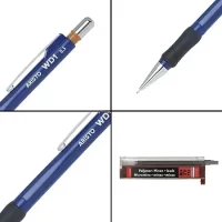 Aristo WD1 0.5mm Fully Retractable Blue Mechanical Pencil With Metal Cap, Nozzle & Clip, An Inbuilt Eraser And 12 HB Leads For Writing & Drawing – 85115B