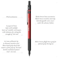 Scrikss Office Graph-X Mechanical Pencil with 0.5mm Lead of Grade 2B, Metallic Red Brass Body with, Mini Interchangeable Eraser Push Mechanism Swing Grip 86169