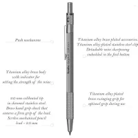 Scrikss Office Graph-X Satin Grey Mechanical Pencil With 2.0 mm Lead, 2B Grade, Mini Removable Sharpener, Push Mechanism, Titanium Plated, Swing Grip, 66345