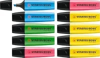 Highlighter - STABILO BOSS ORIGINAL - Pack of 10 - Yellow, Blue, Green, Pink