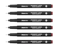 Aristo 0.5mm Pigment Liner 6 Pens, Quick Drying, Light & Water Resistant Highly Pigmented Black Ink, Pen Ideal for Technical Drawing Sketching Illustrations Outlines Handwriting