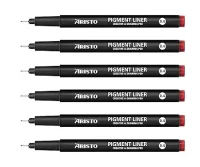 Aristo 0.4mm Pigment Liner 6 Pens, Quick Drying, Light & Water Resistant Highly Pigmented Black Ink, Pen Ideal for Technical Drawing Sketching Illustrations Outlines Handwriting