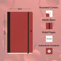 Flexbook Ecosmiles 13 X 21cm Ecofriendly Ruled Notebook | Cherry Cover from Favini Crush ECO Paper from Natural Material | A5 Size Note Book | 100gsm Eco Citrus Paper | 192 Ruled Pages | Black Elastic Closure…