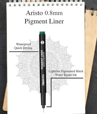 Aristo 0.8mm Pigment Liner 6 Pens, Quick Drying, Light & Water Resistant Highly Pigmented Black Ink, Pen Ideal for Technical Drawing Sketching Illustrations Outlines Handwriting