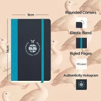 flexbook Notebook Series Black Ruled Note book with Turquoise Closure used for Travelling Offices Writing, 9x14cm Pocket Size 85gsm Ivory Paper, 192 Pages, Bookmark, Inner Paper Pocket, (21.00063)