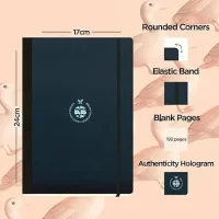 flexbook Notebook Series Black Blank Note book with Black Closure used for Travelling Offices Writing, 17x24cm Large Size 85gsm Ivory Paper, 192 Pages, Bookmark, Inner Paper Pocket, (21.00001)