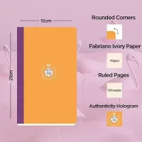 flexbook Smartbook 13 x 21 Ruled Notebook | Orange Eco Paper Cover | Medium Size Note book | 70gsm Fabriano Ivory Paper | 160 Ruled Pages with Purple Linen Spine…