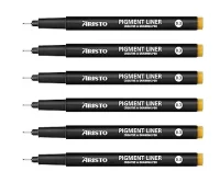 Aristo 0.3mm Pigment Liner 6 Pens, Quick Drying, Light & Water Resistant Highly Pigmented Black Ink, Pen Ideal for Technical Drawing Sketching Illustrations Outlines Handwriting