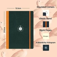 Flexbook Sketchbook 15.5 x 21.5 Blank Notebook with Orange Elastic Closure | Fedrigoni Special Black Art Paper Cover | Medium Size Note Book | 170gsm Extra Weight Munken Paper | 96 Blank Pages…
