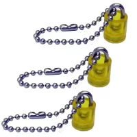 Laurel Power Cylinder Strong Magnet with Chain 14x25mm for Fridge Door Magnetic Map Screen Door Bulletin Notice White Board Attach Note Card Pen Scissors Keys to Filing Cabinet 3 Pieces Yellow Colour