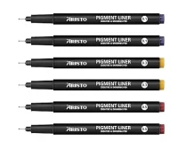 Aristo 0.1mm, 0.3mm & 0.5mm Pigment Liner - 2 Each - 6 Pen Set, Quick Drying, Light & Water-Resistant Highly Pigmented Black Ink, Ideal for Technical Drawing Sketching Illustration Outline Mandala Pen