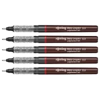 Rotring 0.5mm Line Thickness Tikky Graphic Fineliner with Black Pigmented Lightfast And Water Resistant Ink For Long Life Drawings, Sketching, Non-Refillable, 5 Pens of 0.5 mm Each