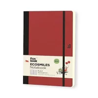 Flexbook Ecosmiles 13 X 21cm Ecofriendly Ruled Notebook | Cherry Cover from Favini Crush ECO Paper from Natural Material | A5 Size Note Book | 100gsm Eco Citrus Paper | 192 Ruled Pages | Black Elastic Closure…
