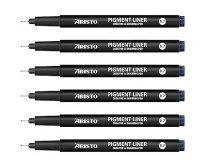 Aristo 0.7mm Pigment Liner 6 Pens, Quick Drying, Light & Water Resistant Highly Pigmented Black Ink, Pen Ideal for Technical Drawing Sketching Illustrations Outlines Handwriting