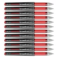 Scrikss Office Broadline 1.0mm Gel Pen – Fast Dry Gel Ink, Smooth Writing – Set of 12 Pens – Red