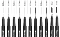Aristo 0.05mm & Round Tip Pigment Liner -3Each Waterproof Quick Drying Lightfast Pigmented Black Water Based Ink Ideal for Technical Drawing Sketching Illustration Outline Mandala Creative Drawing Pen