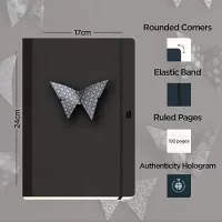 Flexbook 60 Years Special Edition 17 x 24 cms – B5 (Minus) Size 192 Ruled Pages Notebook | 85gsm Fabriano Ivory Paper | Black Textured Cover | Elastic Band Closure