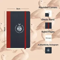 flexbook Notebook Series Black Ruled Note book with Red Closure used for Travelling Offices Writing, 9x14cm Pocket Size 85gsm Ivory Paper, 192 Pages, Bookmark, Inner Paper Pocket, (21.00018)