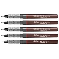Rotring 0.3mm Line Thickness Tikky Graphic Fineliner with Black Pigmented Lightfast & Water Resistant Ink For Long Life Drawings, Sketching, Non-Refillable, 5 Pens of 0.3 mm Each