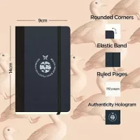 Flexbook Notebook Series Black Ruled Note book with Black Closure used for Travelling Offices Writing, 9x14cm Pocket Size 85gsm Ivory Paper, 192 Pages, Bookmark, Inner Paper Pocket