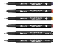 Aristo 0.1 mm, 0.2 mm, 0.3 mm, 0.5 mm, Chisel, Round nib Pigment Liners for Technical Drawing Lettering Calligraphy Illustrations Outlines Quick Drying Waterproof Ink, ISO Standard Colour Coded