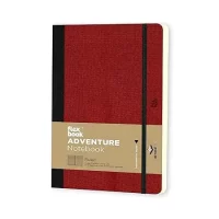 flexbook Adventure Series 13 x 21 cms – A5 (Minus) Medium Size 192 Ruled Line Pages Notebook | 85gsm Fabriano Ivory Paper | Red Textured Leatherette Cover | Elastic Band Closure