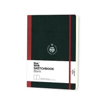 Flexbook Sketchbook Series Blank Note book with Red Closure used for Travelling Offices Writing, 15.5x21.5cm Medium Size 170gsm Ivory Paper, 96 Pages, Bookmark, Inner Paper Pocket