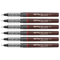 Rotring Tikky Graphic Pigment Liner 0.1mm & 0.3mm Pens – 3 Each With Black Pigmented Ink, Fibre Tip, 6 Pen Set for Art Drawings Mandala Calligraphy Outline Art & Craft