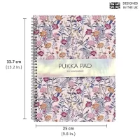 Pukka Pad A4 Size, Cream Bloom Range Jotta Notebook Notepad Diary Ruled, 160 Pages, 80gsm, Silver Wire, Rounded Corners, Page Perforation, 4 Hole Punched