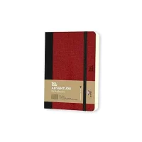 flexbook Adventure Series 9 x 14 cms - A6 (Minus) Pocket Size 192 Ruled Line Pages Notebook | 85gsm Fabriano Ivory Paper | Red Textured Leatherette Cover | Elastic Band Closure