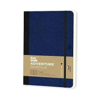 flexbook Adventure Series 13 x 21 cms - A5 (Minus) Medium Size 192 Ruled Line Pages Notebook | 85gsm Fabriano Ivory Paper | Royal Blue Textured Leatherette Cover | Elastic Band Closure