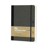 flexbook Adventure Series 13 x 21 cms - A5 (Minus) Medium Size 192 Dotted Pages Notebook | 85gsm Fabriano Ivory Paper | Off Black Textured Leatherette Cover | Elastic Band Closure