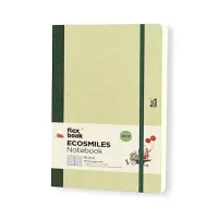 Flexbook Ecosmiles 13 X 21cm Ecofriendly Ruled Notebook | Kiwi Cover from Favini Crush ECO Paper from Natural Material | A5 Size Note Book | 100gsm Eco Citrus Paper | 192 Ruled Pages | Green Elastic Closure…
