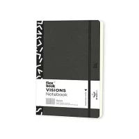 flexbook Vision Series Black Ruled Notebook used for Travelling Offices Writing, 13x21cm Medium Size Note Book 85gsm Ivory Paper, 192 Pages with lines, Bookmark, Inner Paper Pocket