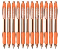 Scrikss Peach Orange Ink Ball Point Pen | Click Mechanism | 12 Peach Orange Barrel Ballpens | Proxi Series