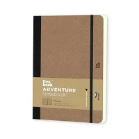 flexbook Adventure Series 13 x 21 cms - A5 (Minus) Medium Size 192 Ruled Line Pages Notebook | 85gsm Fabriano Ivory Paper | Camel Brown Textured Leatherette Cover | Elastic Band Closure