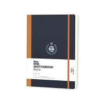 Flexbook Sketchbook 15.5 x 21.5 Blank Notebook with Orange Elastic Closure | Fedrigoni Special Black Art Paper Cover | Medium Size Note Book | 170gsm Extra Weight Munken Paper | 96 Blank Pages…