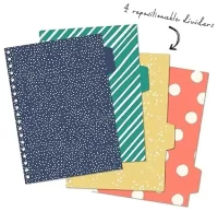 Pukka Pad B5 Size, Rainbow Colour Wash Project Book, 5 Subject Notebook Diary Ruled, 200 Pages, 80gsm, WireBound, Hard Backed Covers, Page Perforation, Dividers with Storage Pockets