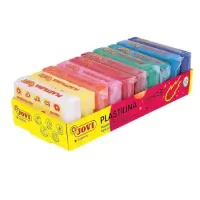 Jovi Plastilina Modelling Clay 10 Bars of 50g Each, Yellow, Orange, White, Red, Pink, Light & Dark Green, Light & Dark Blue, Brown - Non Toxic, Moulding, Pottery Sculpting Project Work with Dough
