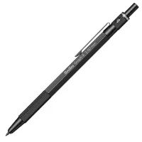 Scrikss Graph-X 2.0mm Mechanical Pencil with 2B Lead, Matte Black Brass Plated, Mini Removable Sharpener, Push Mechanism - 66321