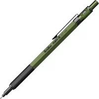 Scrikss Office Matri-X Mechanical Clutch Pen Pencil with 0.7mm Lead | Hexagonal Matte Green (Khaki Military Green) Barrel | Mini Interchangeable Eraser Push Mechanism | Brass Grip | 88484